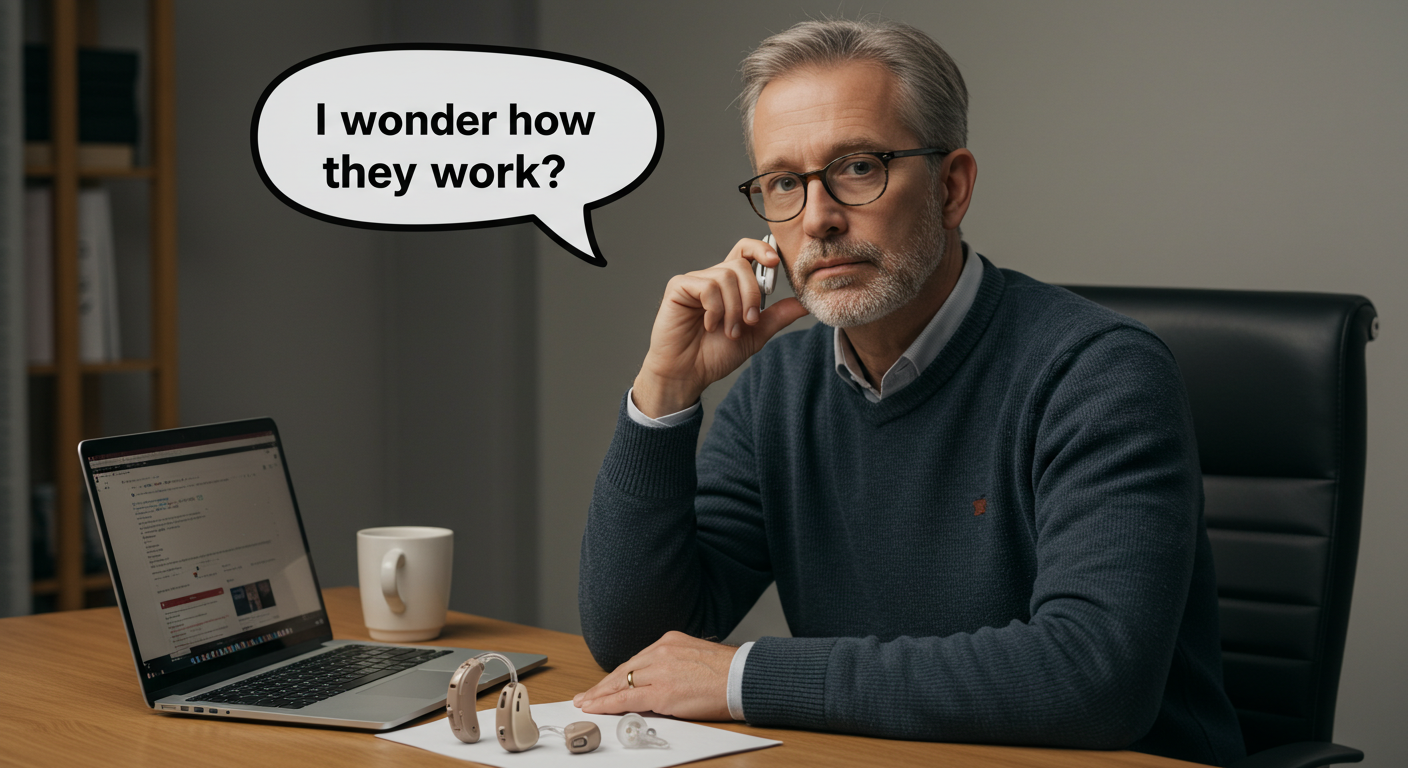 Close-up of modern hearing aids with digital technology